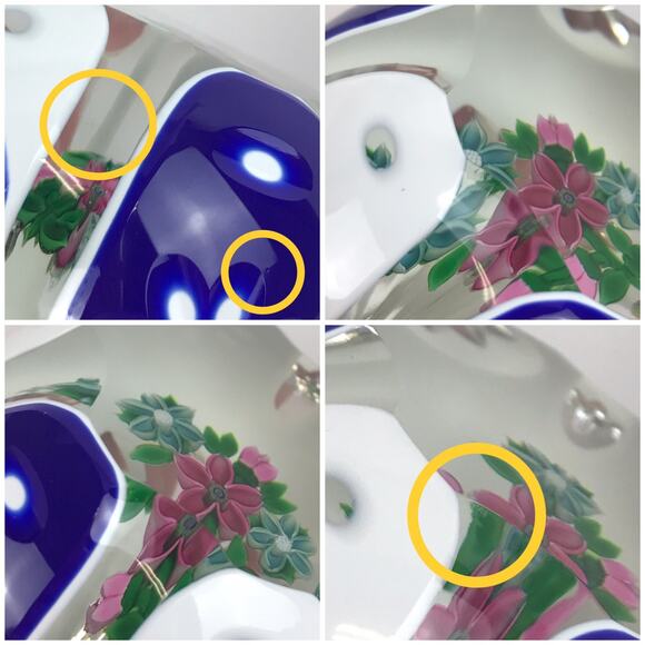 Perthshire 1982H Double Overlay Lampwork Floral Bouquet Facet Flower Paperweight - Picture 9 of 13